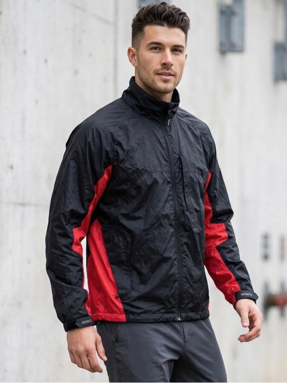 Solaris Waterproof Breathable Rain Jacket Windbreaker Red Black Size Medium